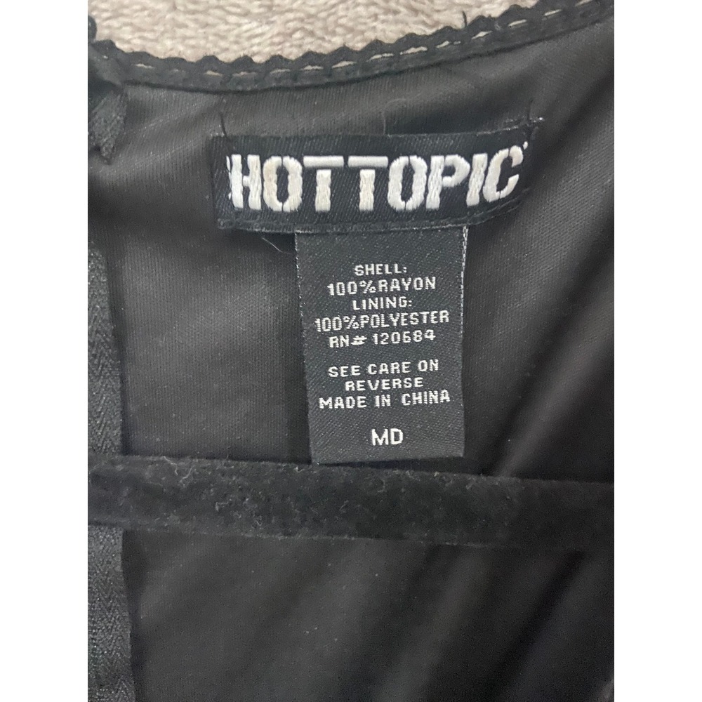 Hot Topic High Low Dress Womens Medium Black Lace Up Goth Grunge Witchy Emo Punk - Picture 3 of 6